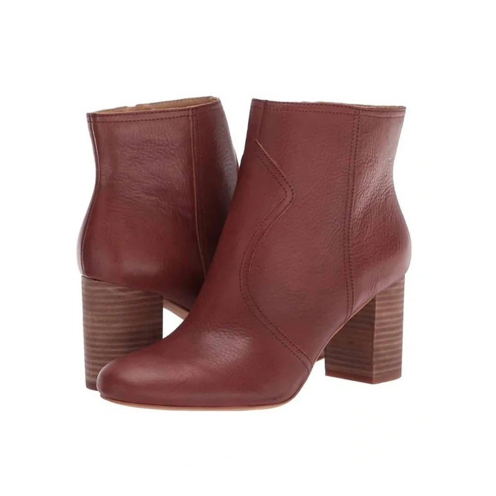 NWT LUCKY BRAND Leather Sheirin Ankle Boot Bootie Western Cognac Brown Size 7.5
